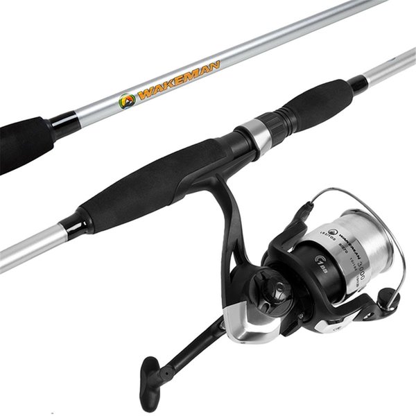 Wakeman Spincast Fishing Gear Rod & Reel Combo for Bass-Trout FishingSilver 80-FSH3000